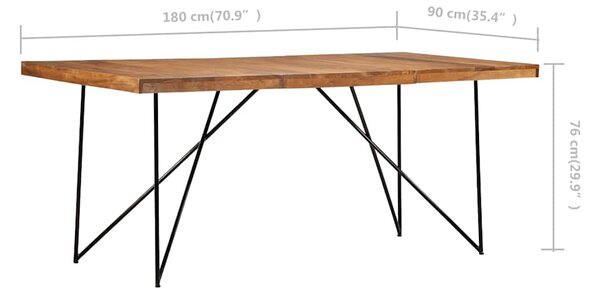 Jídelní stůl 180 x 90 x 76 cm masivní akáciové dřevo 282881