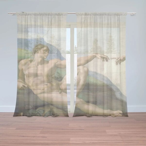 Sablio Záclony Stvoření Adama - Michelangelo Buonarroti: 2ks 150x250cm