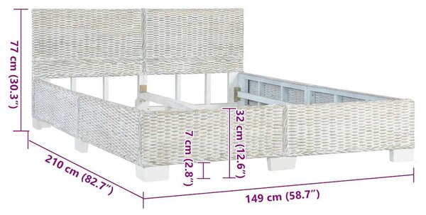 Rám postele šedý přírodní ratan 140 x 200 cm 283091