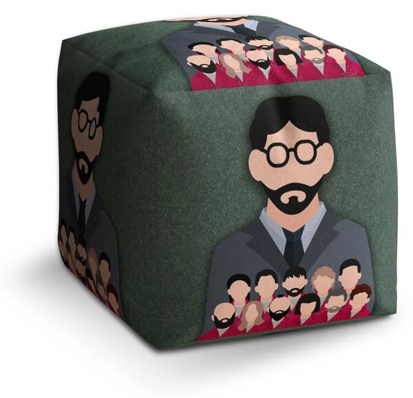 Sablio Taburet Cube Money heist Profesor a jeho tým Zelená - 40x40x40 cm