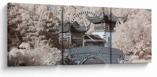 Obraz - Rozkvetlé stromy v Asii (s hodinami) (90x30 cm)