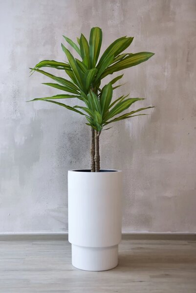 Květináč ESCADA, sklolaminát, výška 60 cm, bílý