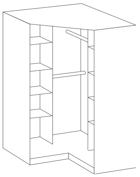 Rohová šatní skříň CLICK 543 dub sägerau/zrcadlo