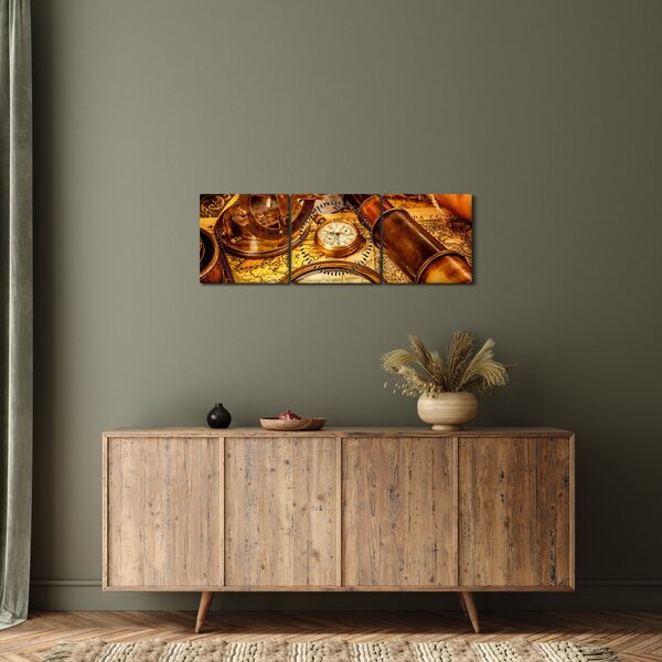 Obraz - Historické pomůcky námořníků (s hodinami) (90x30 cm)