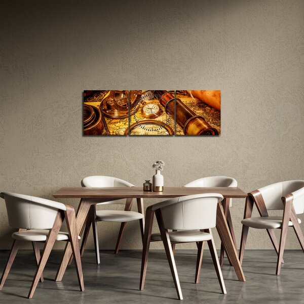 Obraz - Historické pomůcky námořníků (s hodinami) (90x30 cm)