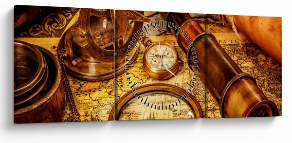 Obraz - Historické pomůcky námořníků (s hodinami) (90x30 cm)