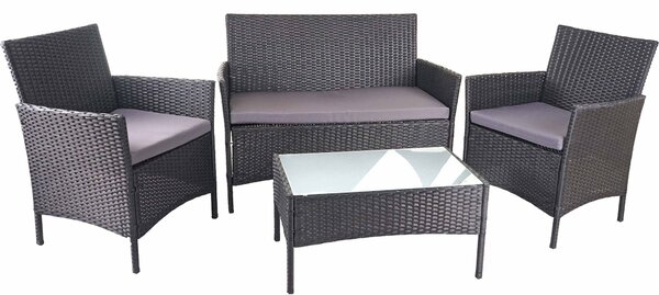 Zahradní Set 2 kesel, pohovky a stolku HWC-D82 - erná s antracitovými poltái