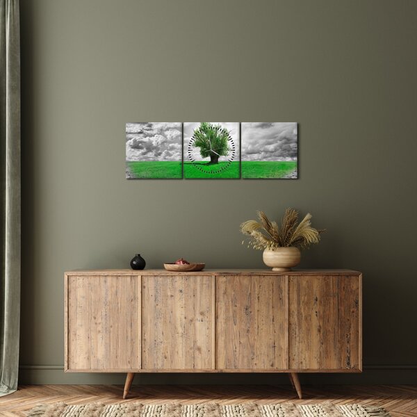 Obraz - Kus přírody ve městě (s hodinami) (90x30 cm)
