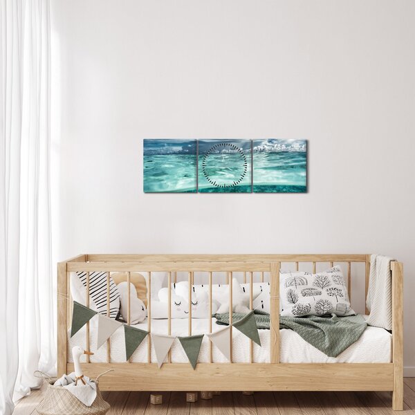 Obraz - Pohled pod mořskou hladinu (s hodinami) (90x30 cm)