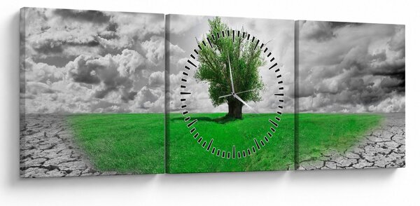 Obraz - Kus přírody ve městě (s hodinami) (90x30 cm)