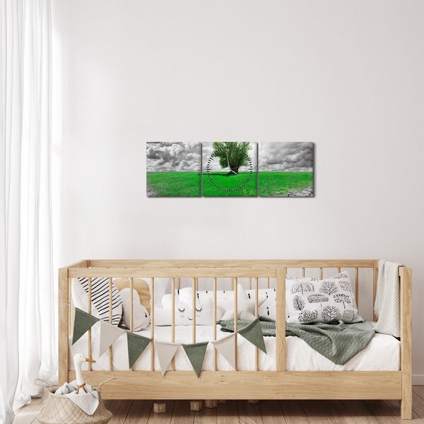 Obraz - Kus přírody ve městě (s hodinami) (90x30 cm)