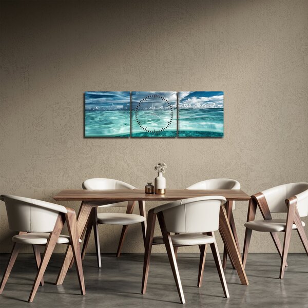 Obraz - Pohled pod mořskou hladinu (s hodinami) (90x30 cm)