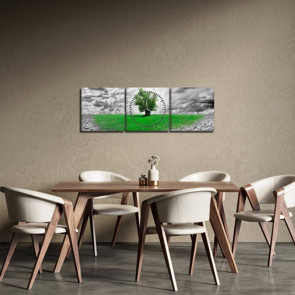 Obraz - Kus přírody ve městě (s hodinami) (90x30 cm)