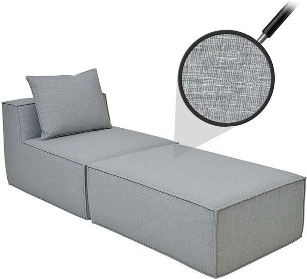 Lehátko/písluenství k pohovce HWC-O54, křeslo otoman recamiere, látka/textil (300g/m²) 63x75x194cm svtle edá