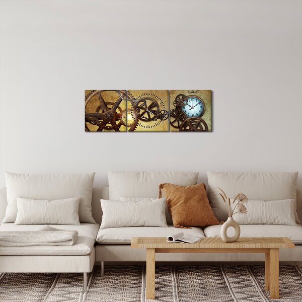 Obraz strojků historických hodin (s hodinami) (90x30 cm)