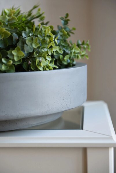 Mísa na květiny ESCADA LOW, sklolaminát, Ø 37 cm, šedá - beton design