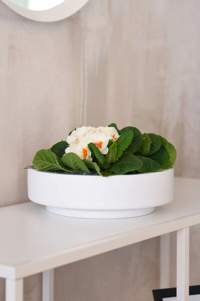 Mísa na květiny ESCADA LOW, sklolaminát, Ø 30 cm, bílá