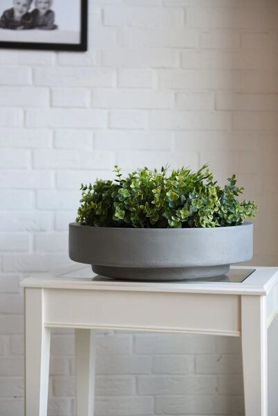 Mísa na květiny ESCADA LOW, sklolaminát, Ø 37 cm, šedá - beton design