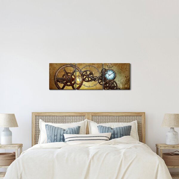 Obraz strojků historických hodin (s hodinami) (90x30 cm)