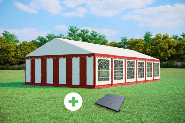 Párty stan 6x12m STANDARD SET- stan + plastová podlaha barva Červeno-bílá