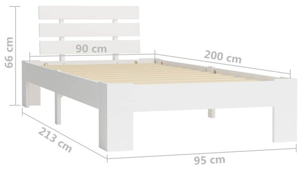 Rám postele bílý masivní borové dřevo 90 x 200 cm 283154