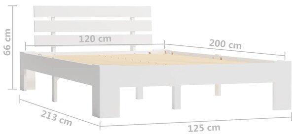 Rám postele bílý masivní borovice 120 x 200 cm 283156