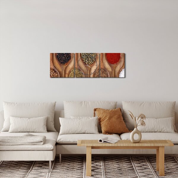 Obraz - Koření na lžících (s hodinami) (90x30 cm)
