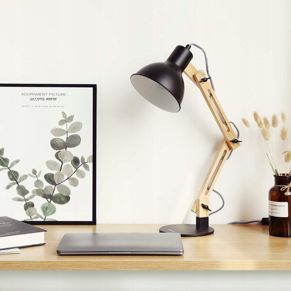 Černá stolní lampa E27 230 V, nastavitelná, IP20