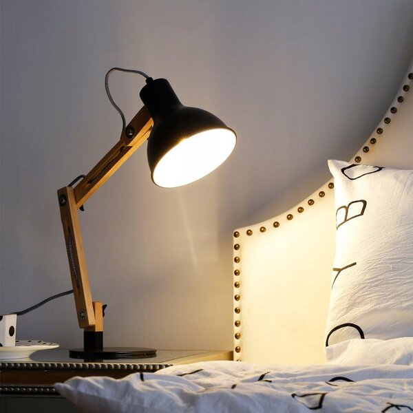 Černá stolní lampa E27 230 V, nastavitelná, IP20