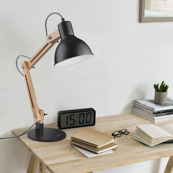 Černá stolní lampa E27 230 V, nastavitelná, IP20
