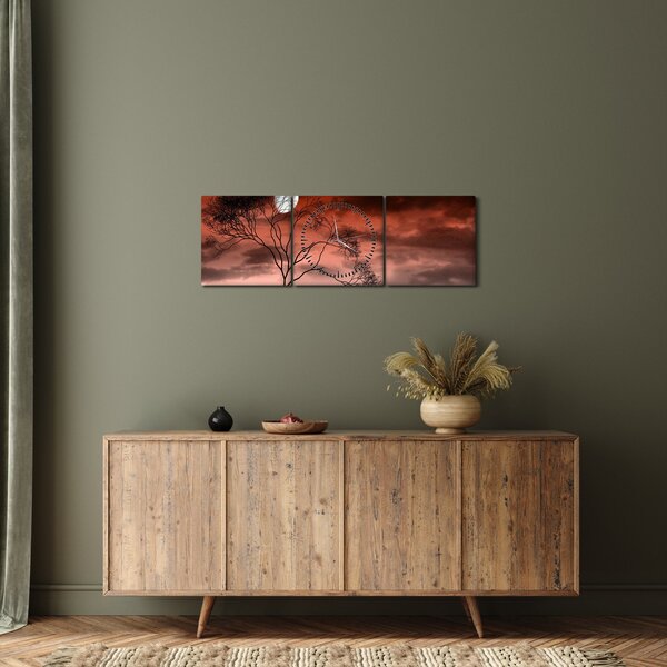 Obraz - Měsíc osvětlující noc (s hodinami) (90x30 cm)