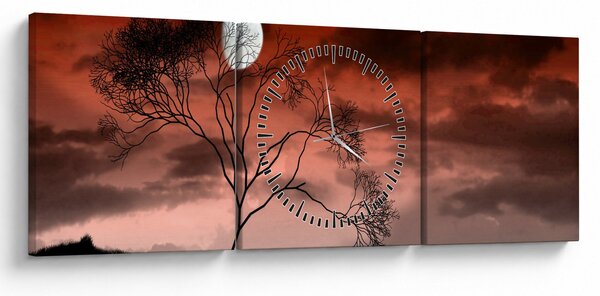 Obraz - Měsíc osvětlující noc (s hodinami) (90x30 cm)