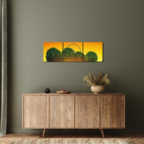 Obraz - Srdce v korunách stromů (s hodinami) (90x30 cm)