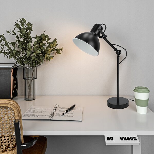 Černá stolní lampa E27, nastavitelná, IP20