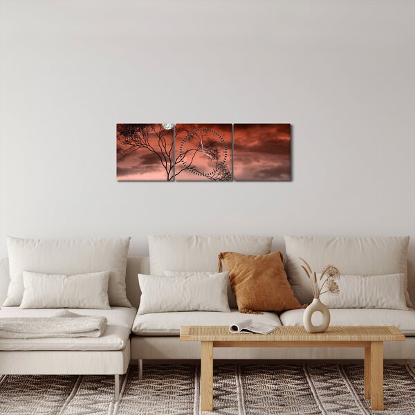 Obraz - Měsíc osvětlující noc (s hodinami) (90x30 cm)