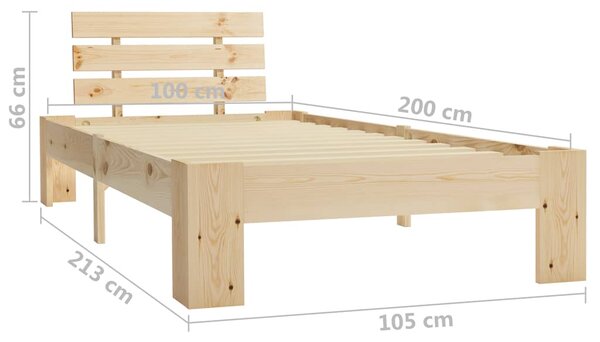 Rám postele masivní borové dřevo 100 x 200 cm 283161