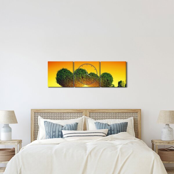 Obraz - Srdce v korunách stromů (s hodinami) (90x30 cm)