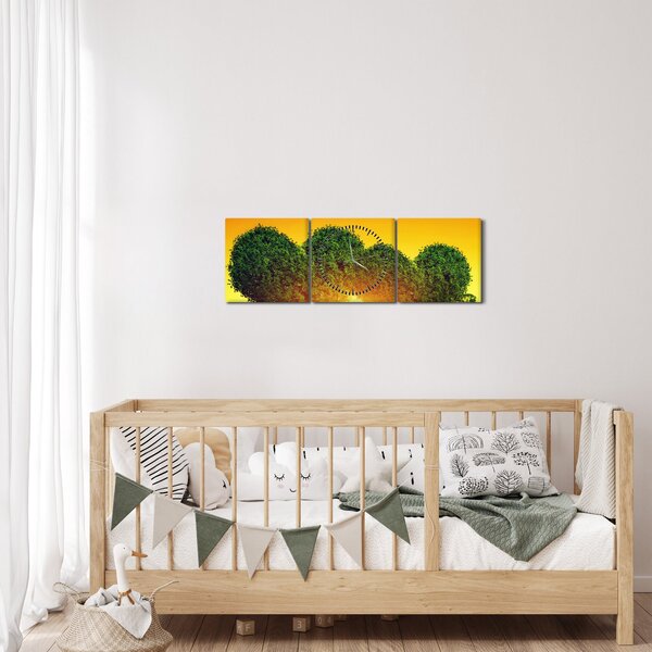 Obraz - Srdce v korunách stromů (s hodinami) (90x30 cm)