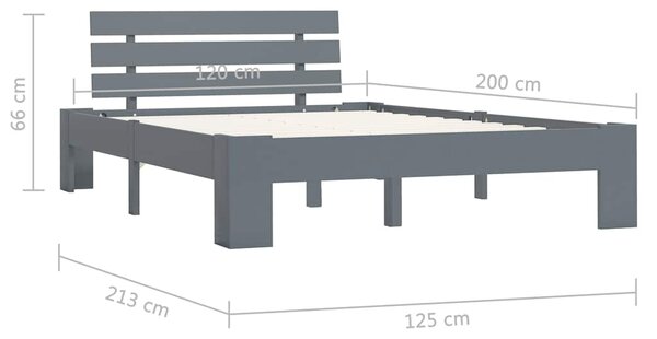 Rám postele šedý masivní borovice 120 x 200 cm 283168