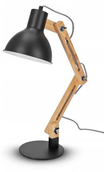 Černá stolní lampa E27 230 V, nastavitelná, IP20