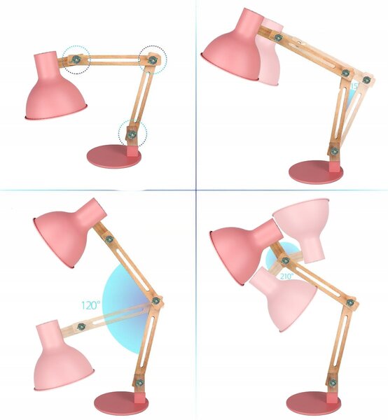 Stolní lampa E27, nastavitelná, IP20
