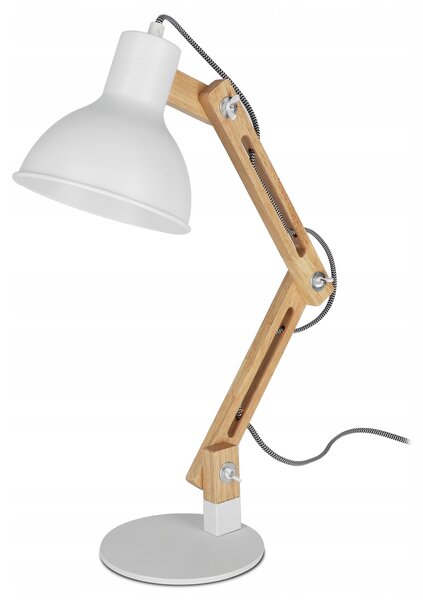 Bílá stolní lampa E27, nastavitelná, IP20