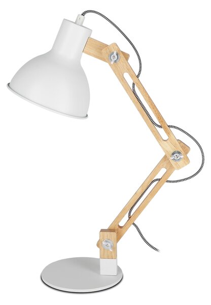 Bílá stolní lampa E27, nastavitelná, IP20