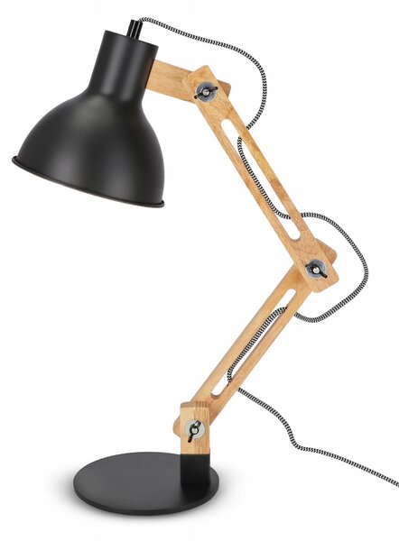 Černá stolní lampa E27 230 V, nastavitelná, IP20