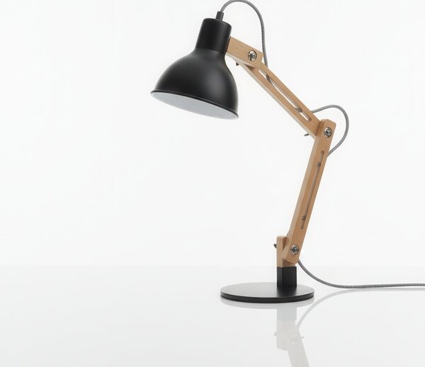 Černá stolní lampa E27 230 V, nastavitelná, IP20