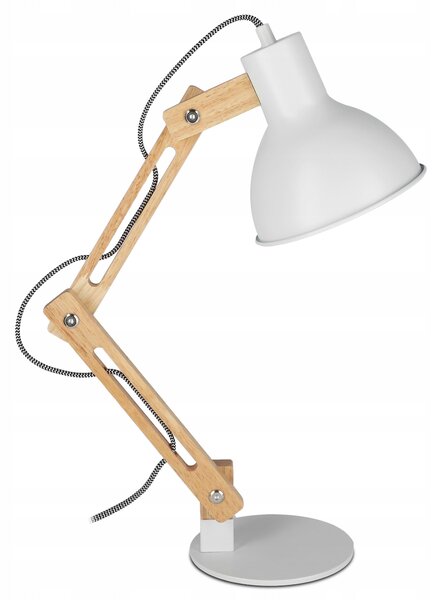 Bílá stolní lampa E27, nastavitelná, IP20
