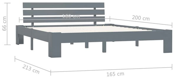 Rám postele šedý masivní borovice 160 x 200 cm 283170