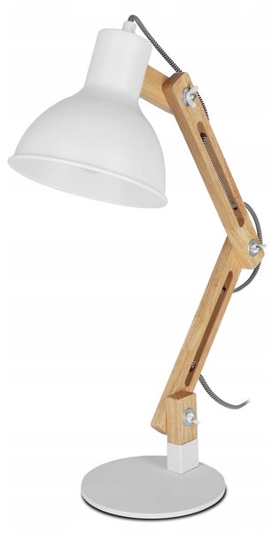 Bílá stolní lampa E27, nastavitelná, IP20