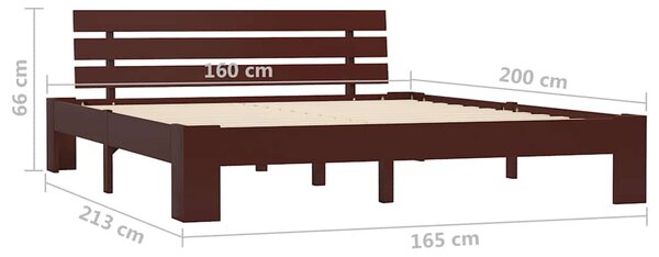 Rám postele tmavě hnědý masivní borovice 160 x 200 cm 283176