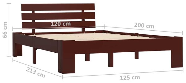 Rám postele tmavě hnědý masivní borovice 120 x 200 cm 283174